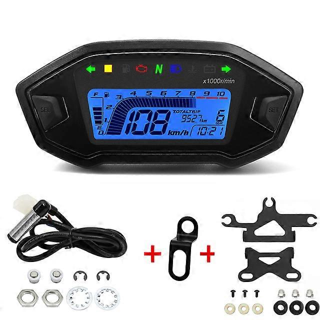 Moto Dashboard Digital Speedometer Tachometer Instrument Panel Motorcycle LCD Display10000 RPM for 1-4 Cylinder 7 Colors Adjust