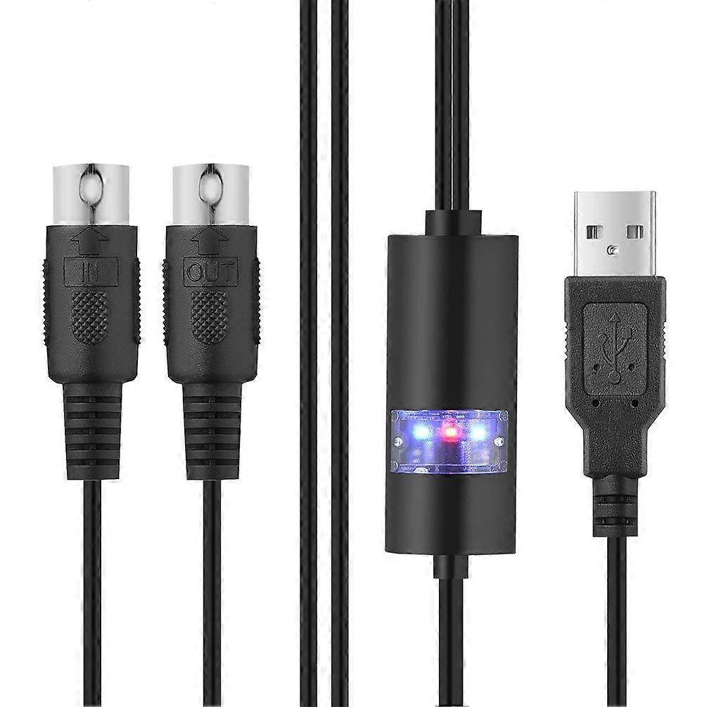 5-pin MIDI to USB-C, Type-C cable to MIDI cable, compatible with Edit Recording 2m USB Midi cable