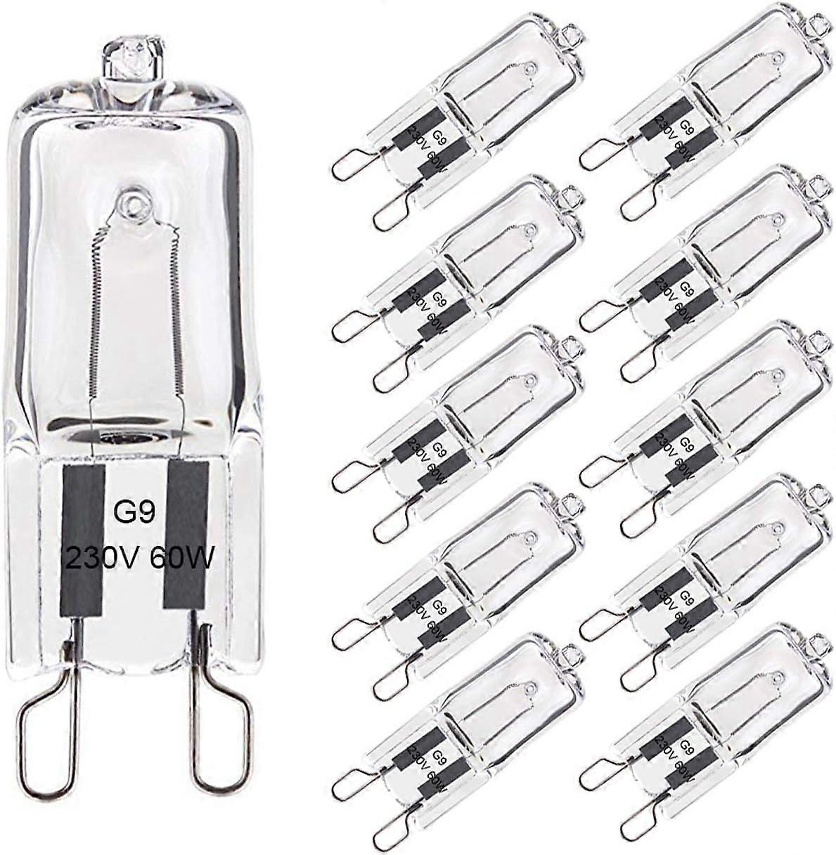 Pack of 10, G9 Halogen Bulb 60W Warm White 2900K 971LM 230V Dimmable Halogen Capsule Filament Bulb