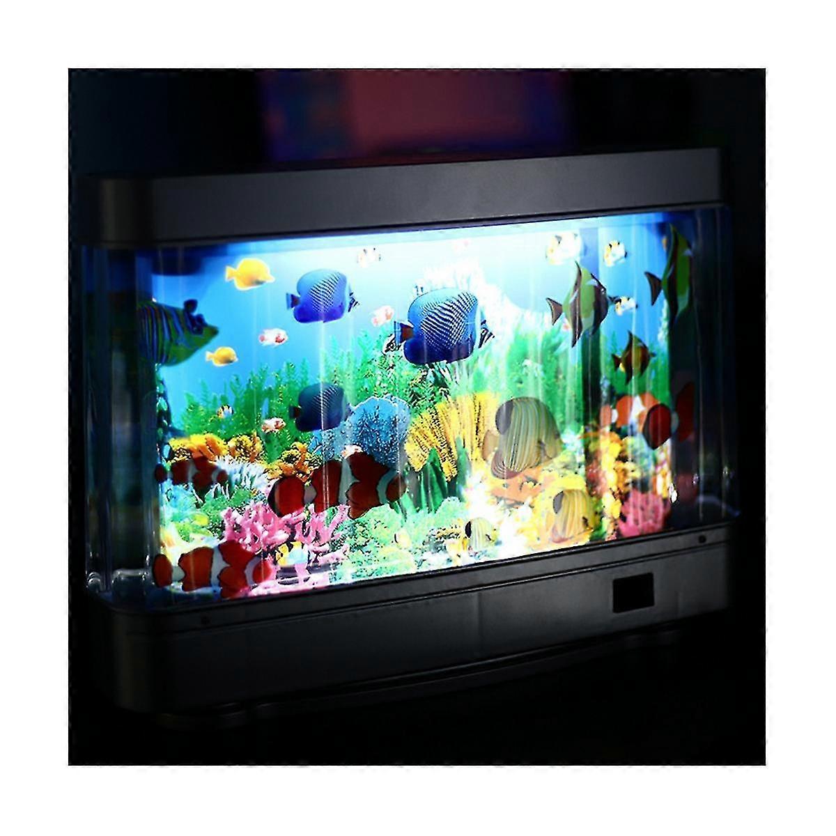 Virtual Ocean Dolphin LED Fish Tank Lamp - Dynamic Artificial Tropical Landscape Night Light