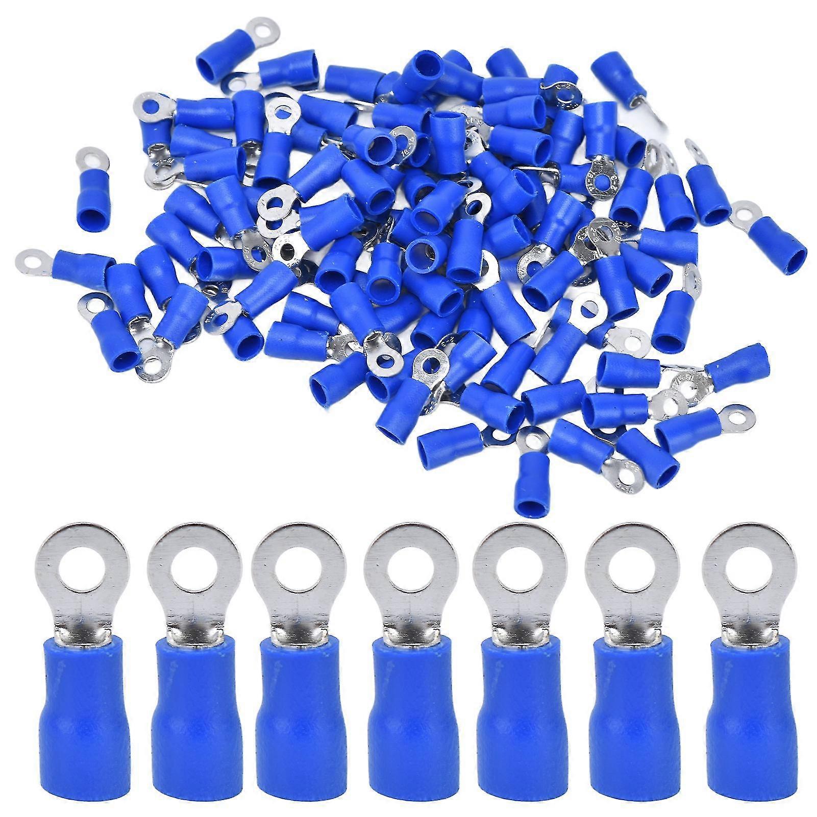 100Pcs Copper PVC Ring Type Wire Connector AWG 16-14 for Computers