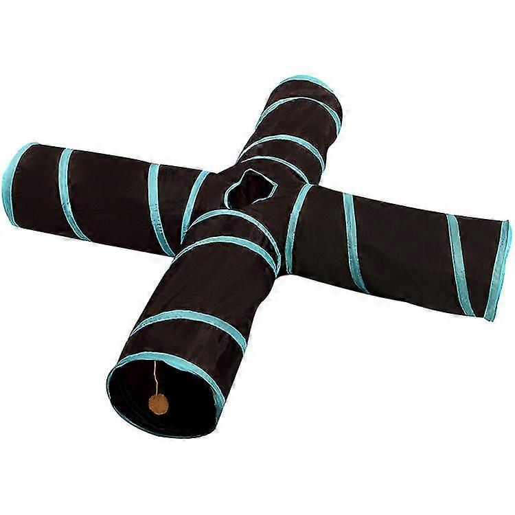 Cat Tunnel For Indoor Cats, 4 Way Cat Tunnel Tube Folded Cat Play Tunnel Toy For Indoor Exercise, Interactive Peephole Pet Tunnel
