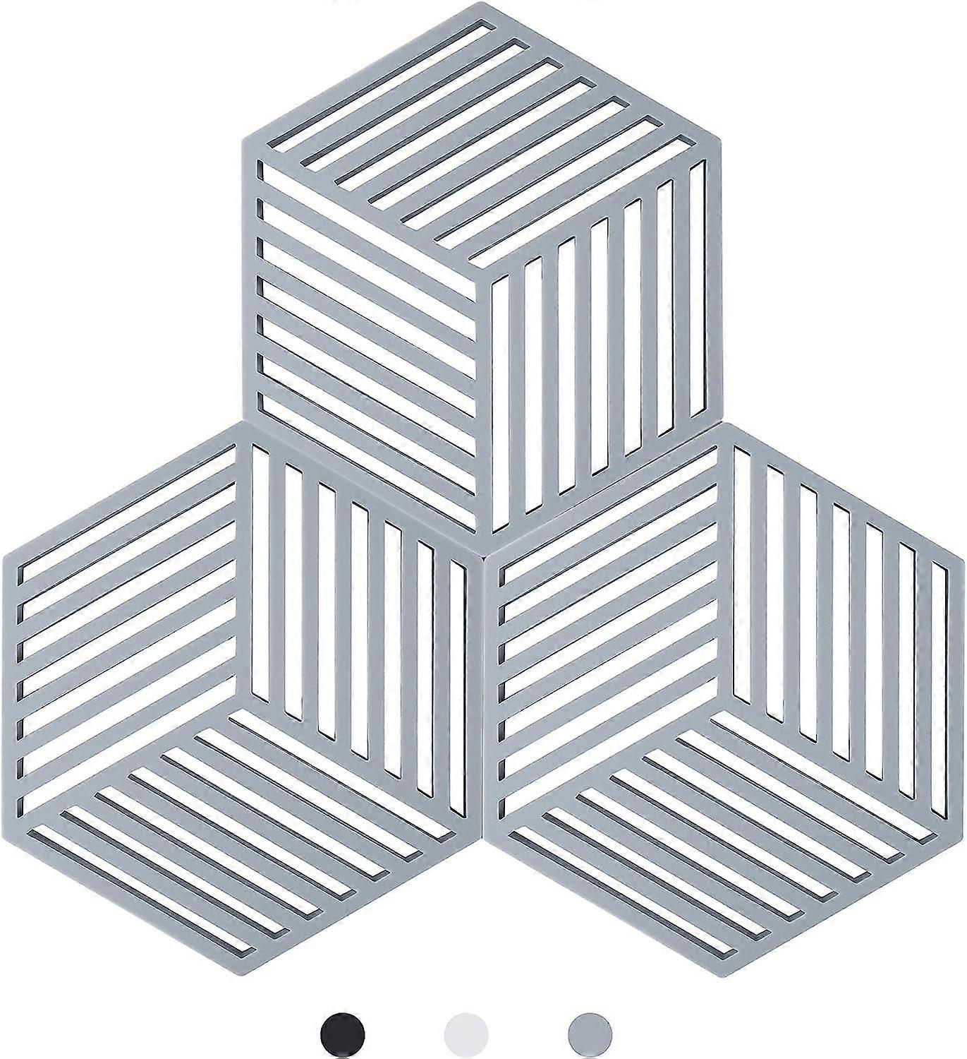 Kitchen Pot Coaster Teffa Silicone Protective Mat (Grey, Raya Hexagonal: 160x138x8mm)