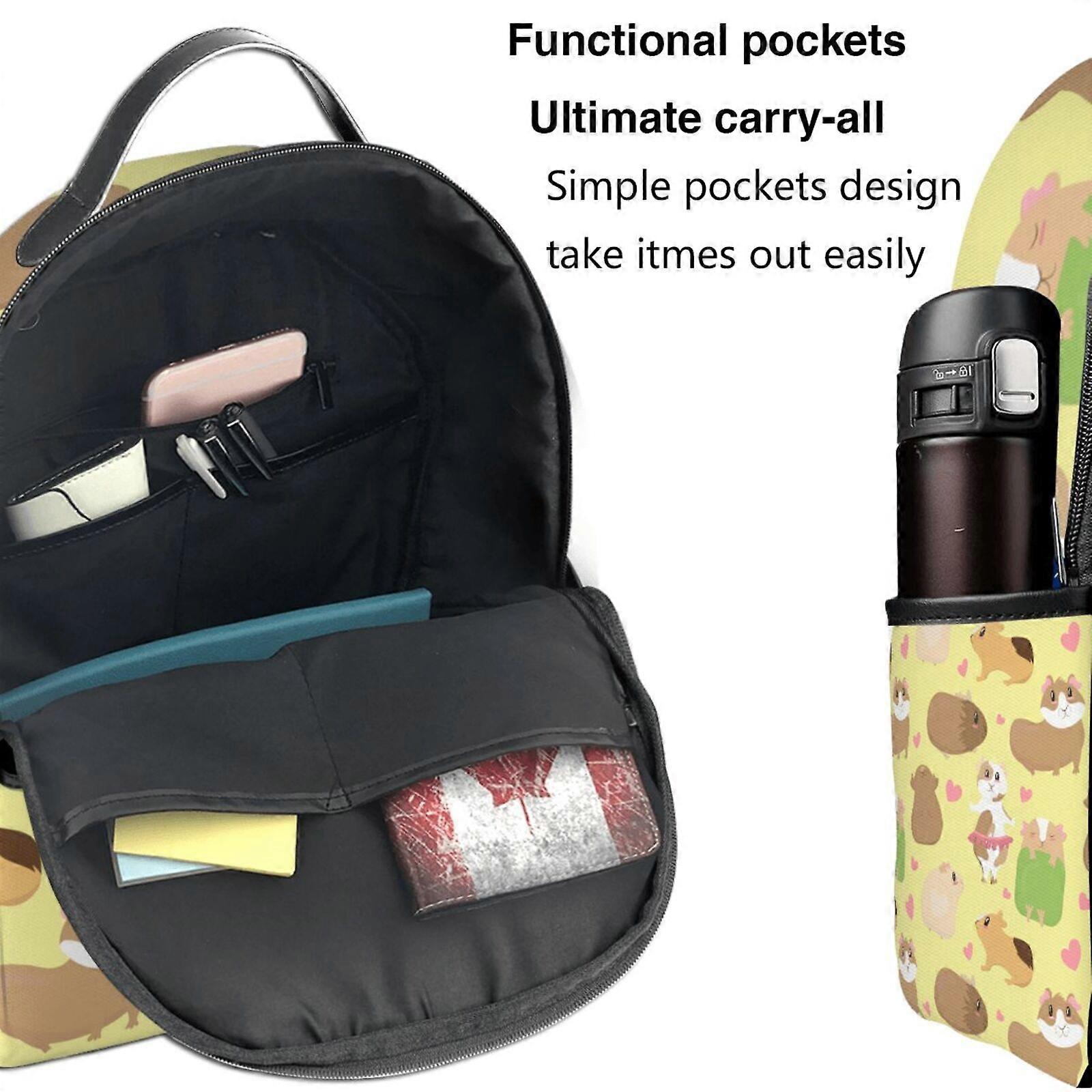 Guinea Pig Pattern Laptop Backpack - Large Capacity School Travel Daypack For Men Women Kids - View #5