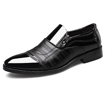 Men's Oxfords Leather Shoes Casual Pointed Toe Wedding Formal Dress Work Shoes (black)