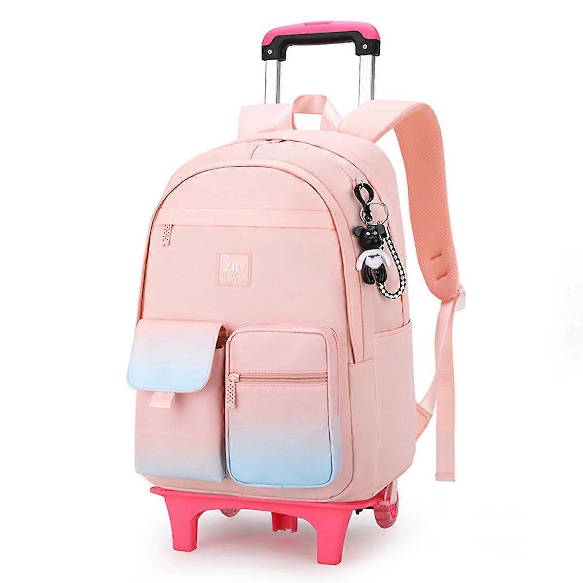 Large Capacity Rolling Backpack Step-Climbing Wheeled Backpack Concise School Bag for Students