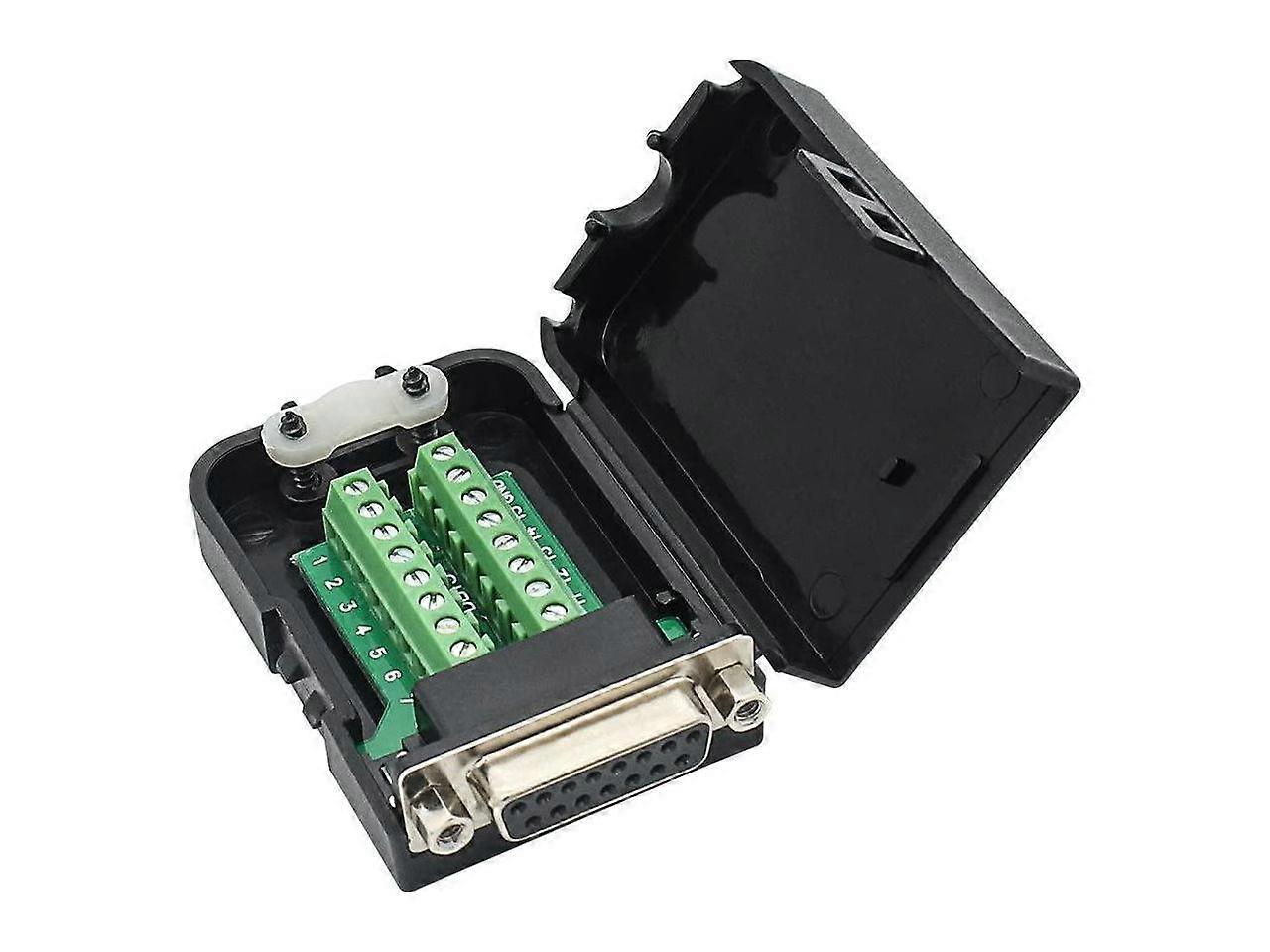 DB15 Breakout Connector Female Adapter 15-pin Port Adapter to Terminal Connector Signal Module with case(Female Connector,with Nut)