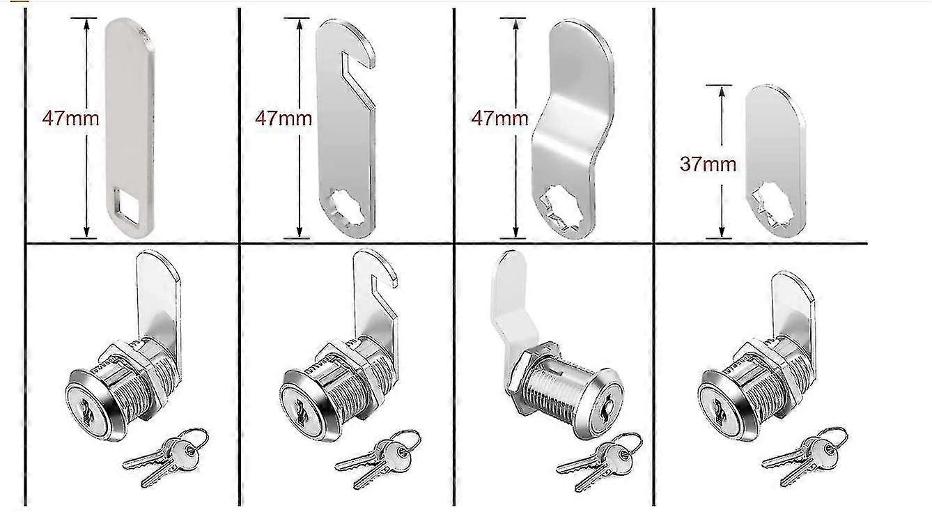 Drawer and Cabinet Cam Lock Set with 5 Keys and Different Lock Plates