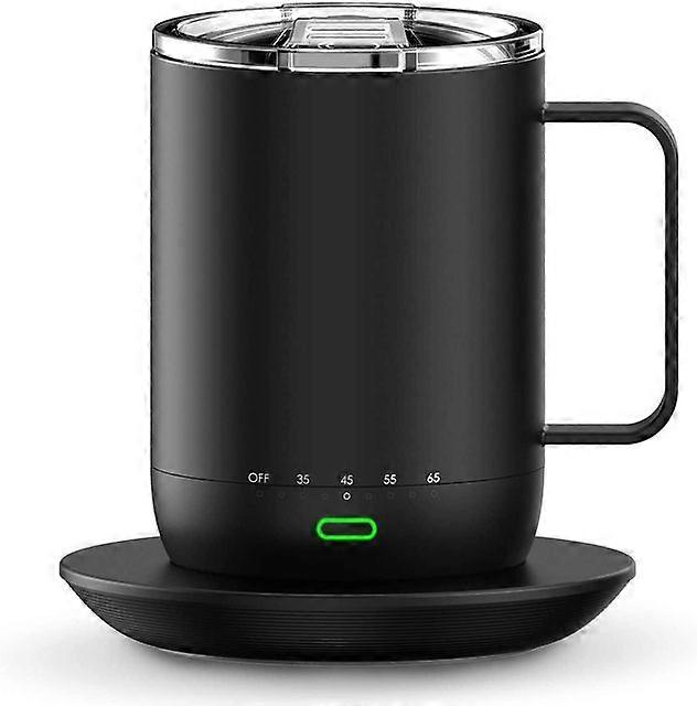 Temperature Control Smart Mug with Double Vacuum Insulation,14 oz,Black,4-Hr Battery Life - App Controlled Heated Coffee Mug
