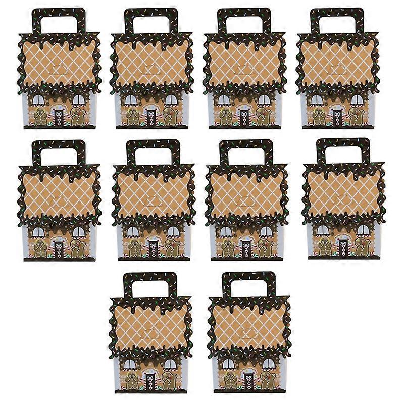 10pcs Christmas Handbag Candy Boxes Large Brown Edge