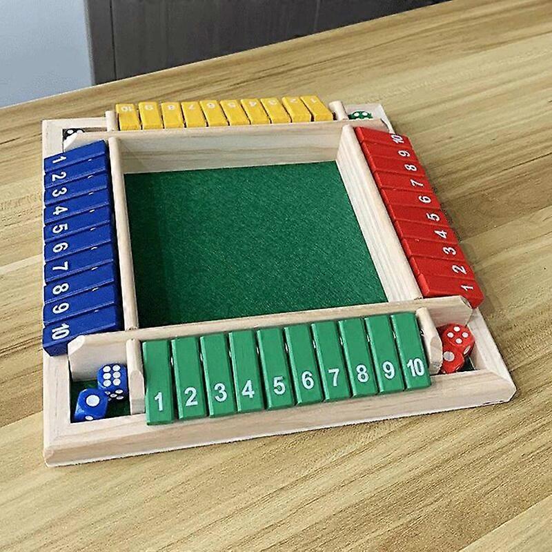 Deluxe Four Sided 10 Numbers Shut The Box Board Game Set Dice Party Club Drinking Games For Adults Families