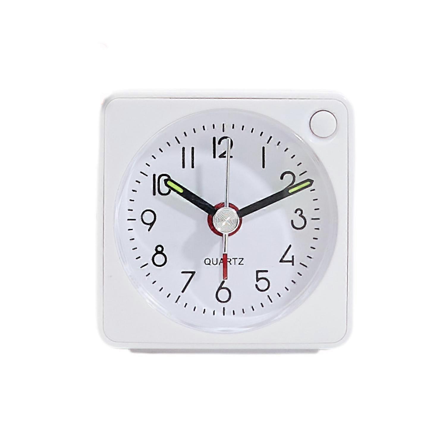 JUSTUP Alarm Clock Travel Analog Ultra Small Clock with Snooze and Light Function Super Silent Non Ticking --- White