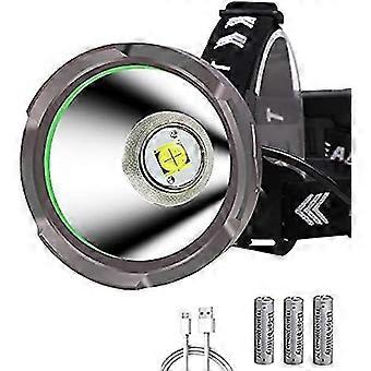 Lampe frontale LED rechargeable puissante 15000 lumens longue portée Xhp90 Spotlight Lampe frontale LED ultra puissante 4 modes lampe frontale lampe frontale torche avec aluminium