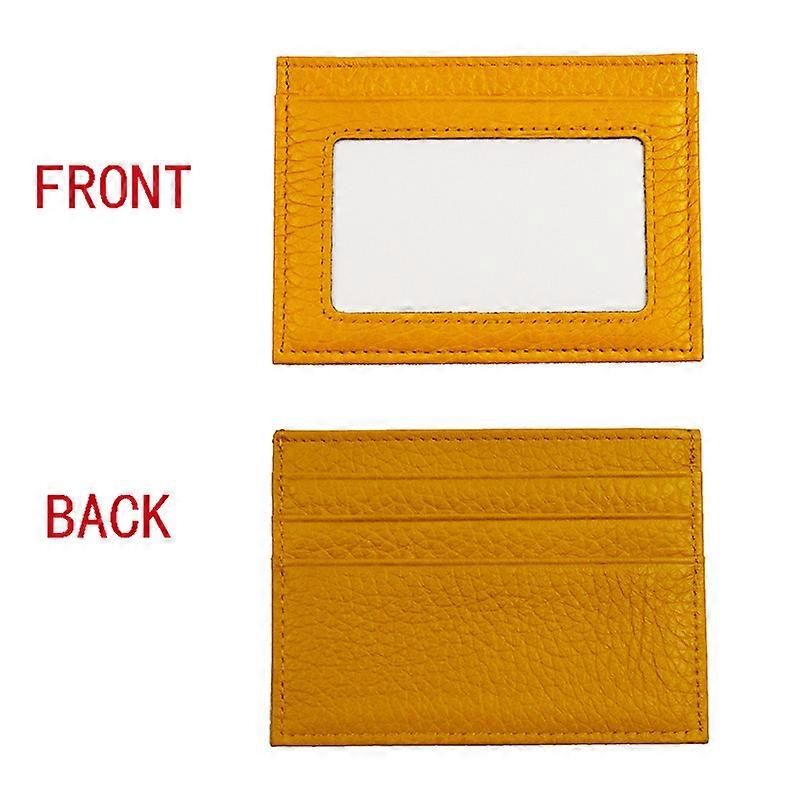 100% Genuine Cow Leather ID Card Holder Candy Color Bank Credit Card Multi Slot Slim Card Case with One Side Window