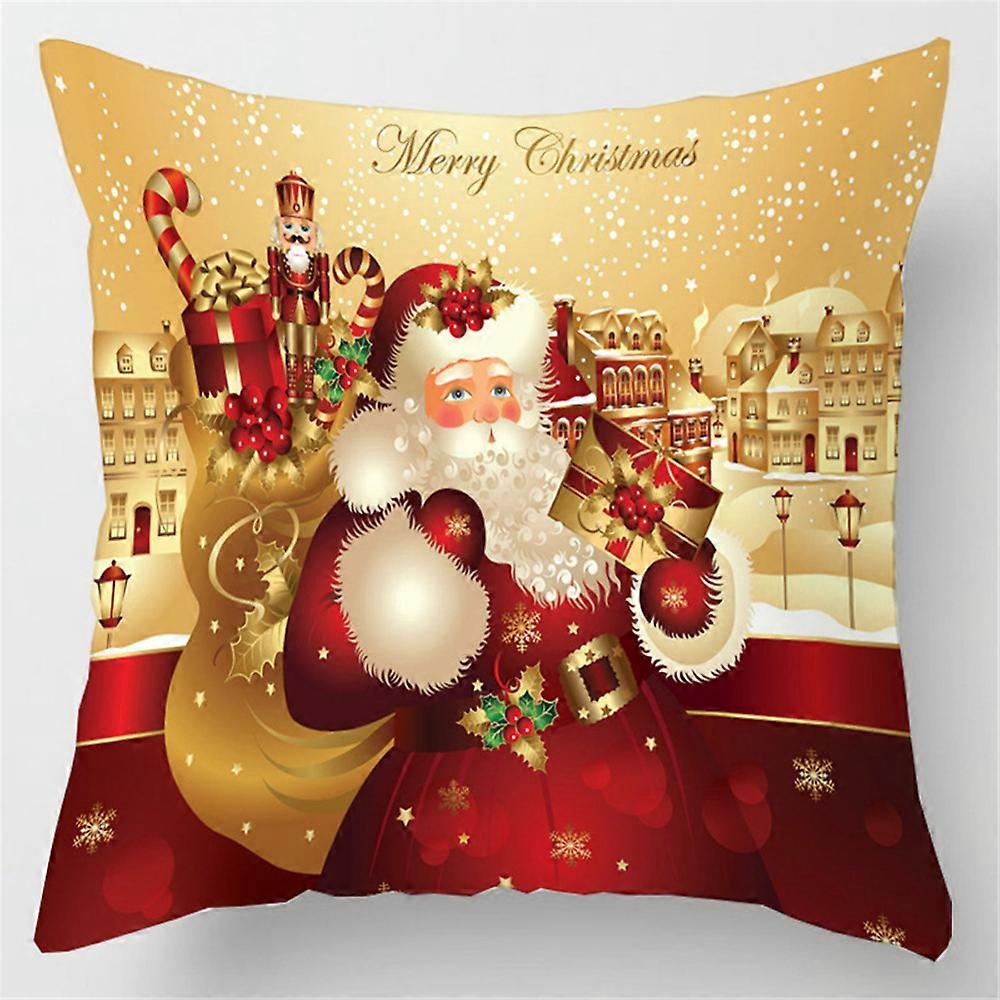 Christmas Santa Claus Throw Pillow Covers Square Xmas Cushion Cover Case Decor