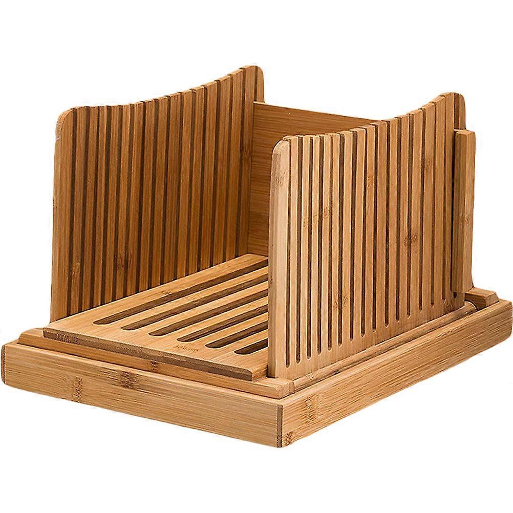 Bamboo Bread Slicer Detachable Bamboo Bread Slicer with Crumb Tray Adjustable Bread Slicer Guide