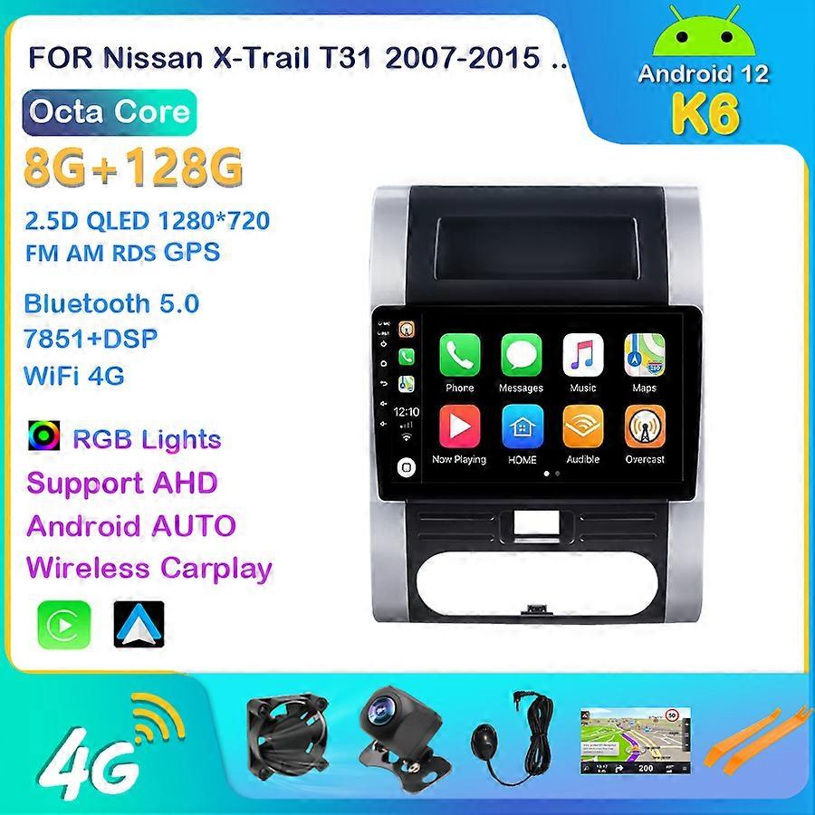 For Nissan Xtrtail T31 2007-2015 Car Radio Multimedia Video Player Navigation stereo GPS Android 12 No 2din 2 din dvd
