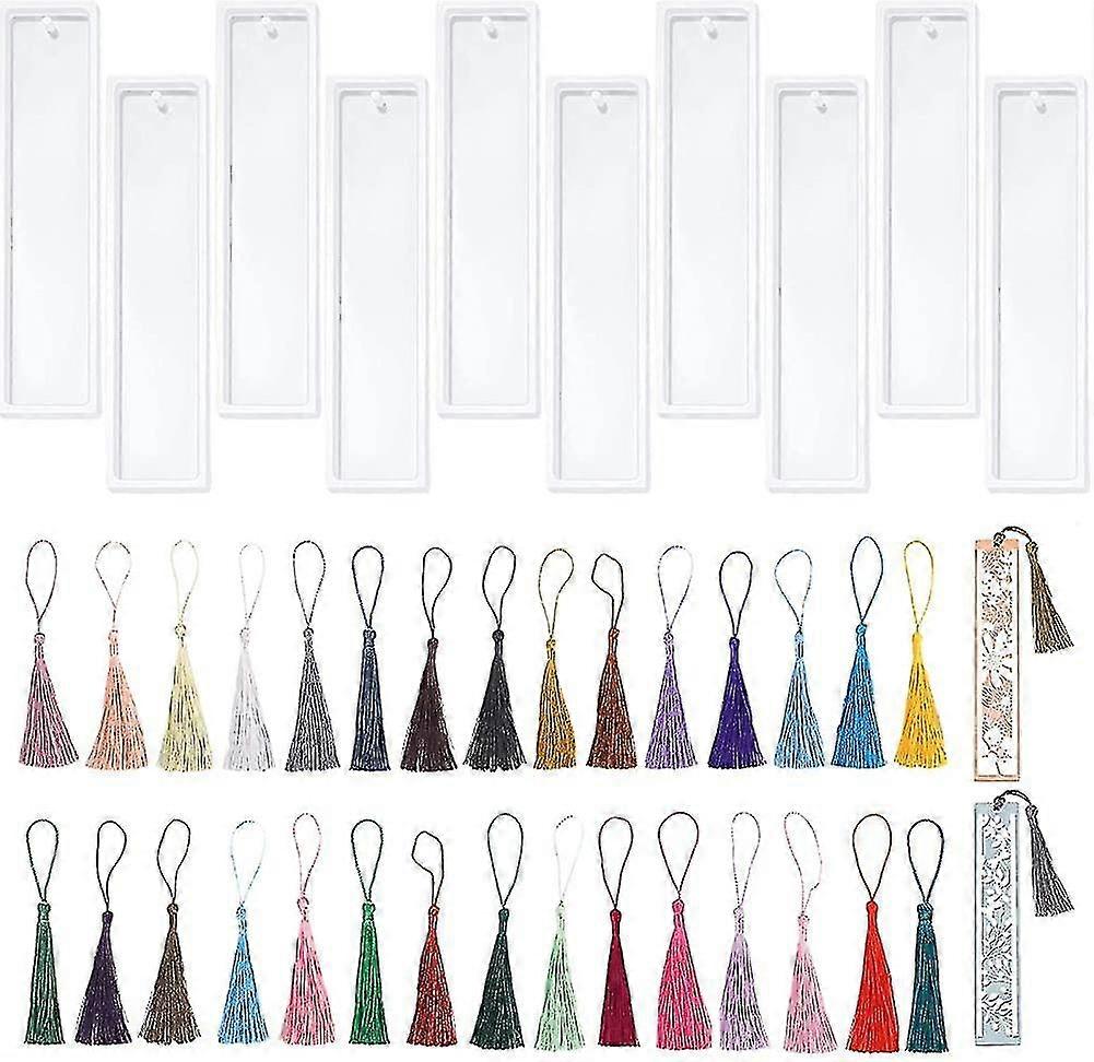 40pcs Resin Bookmark Mold Kit, 10pcs Bookmark Silicone Mold And 30pcs Multiple