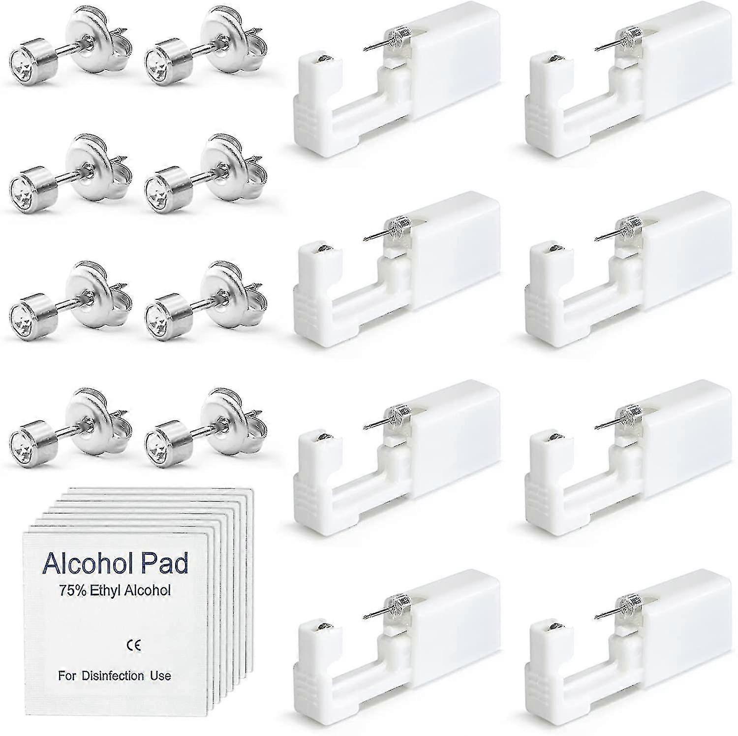 使い捨てピアスガン 8個パック イヤースタッド付き 痛みがなく安全なピアスキット 女の子 男の子 女性 男性向け