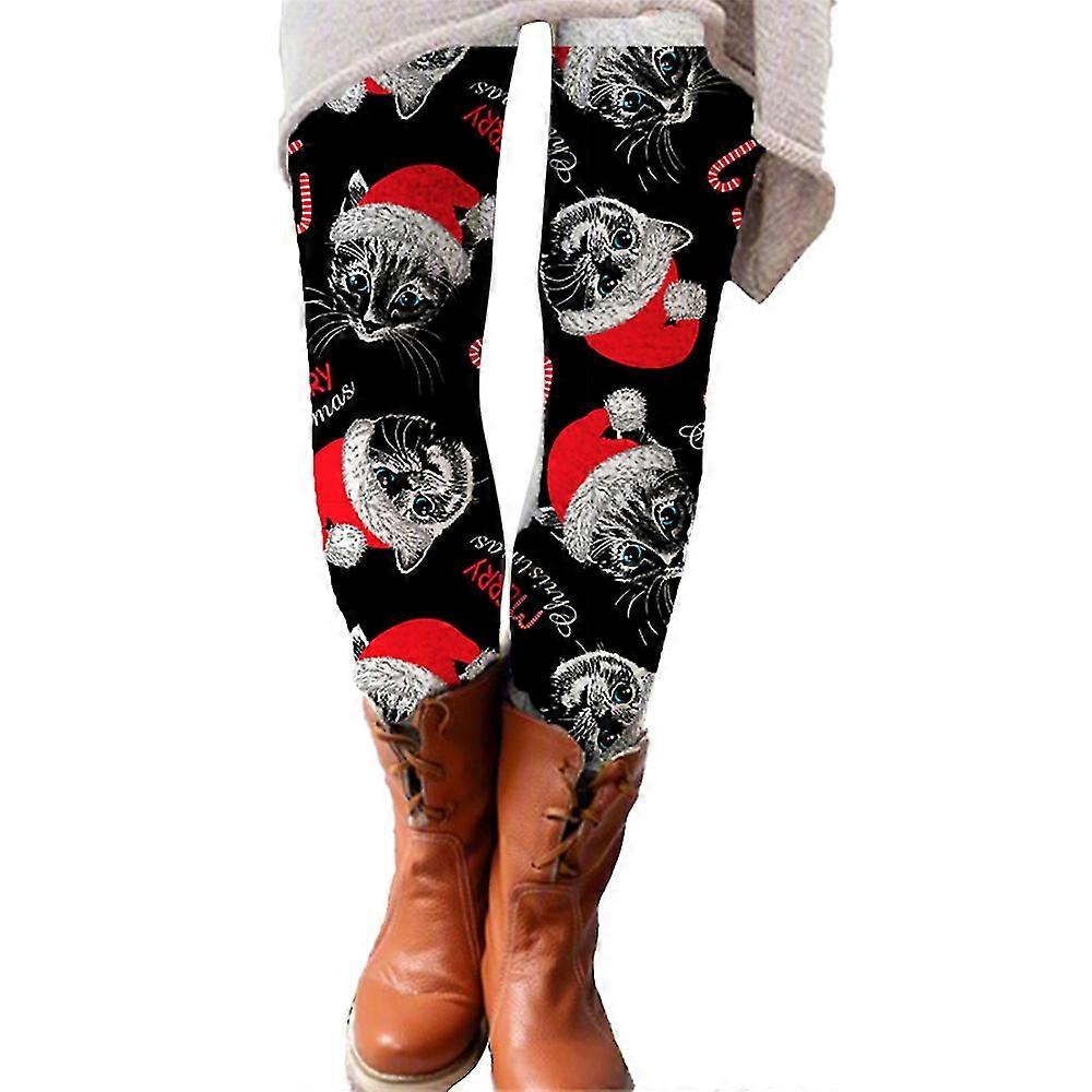 Dame Juleprint Tynde lange bukser Vinterjule stretch leggings Bukser