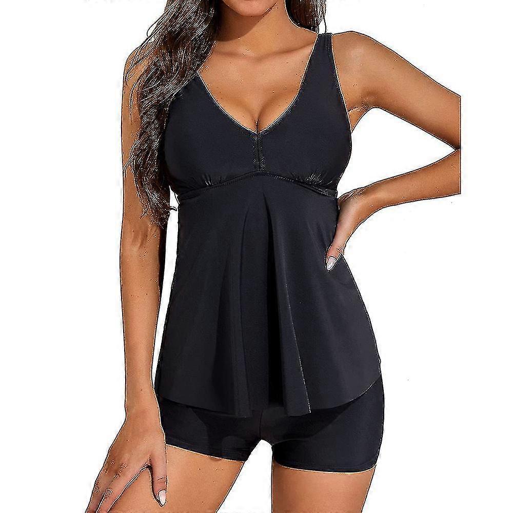 Lady Bademode V Ausschnitt gepolstert Tankini Set Sommer Strand Badeanzug