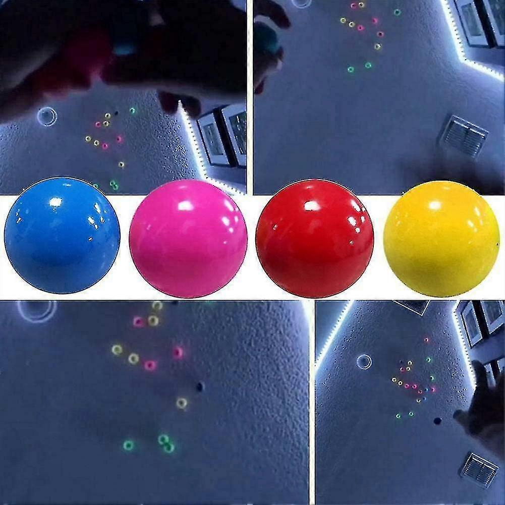 4 Pcs Sticky Ball Catch Game, Fluorescent Sticky Wall Ball Sticky Target Ball Decompression Kid Toy