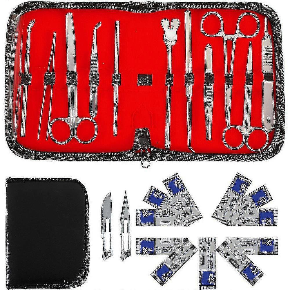 22pcs Kit de dissection avancée Laboratoire de biologie Anatomie Dissection Set avec poignée de couteau scalpel en acier inoxydable Blades_ll