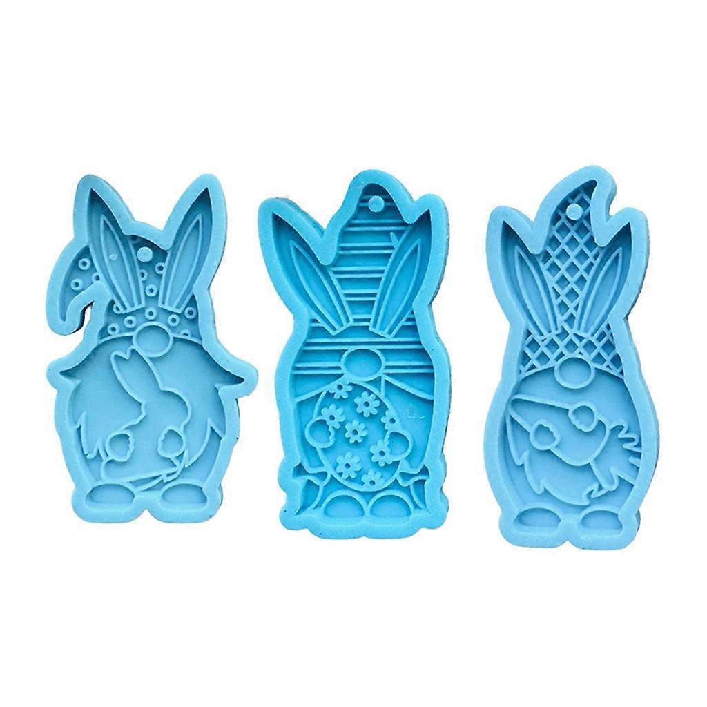  3 Pack Silicone Molds Easter Bunny Shape Baking Tool for Making Keychain Pendant