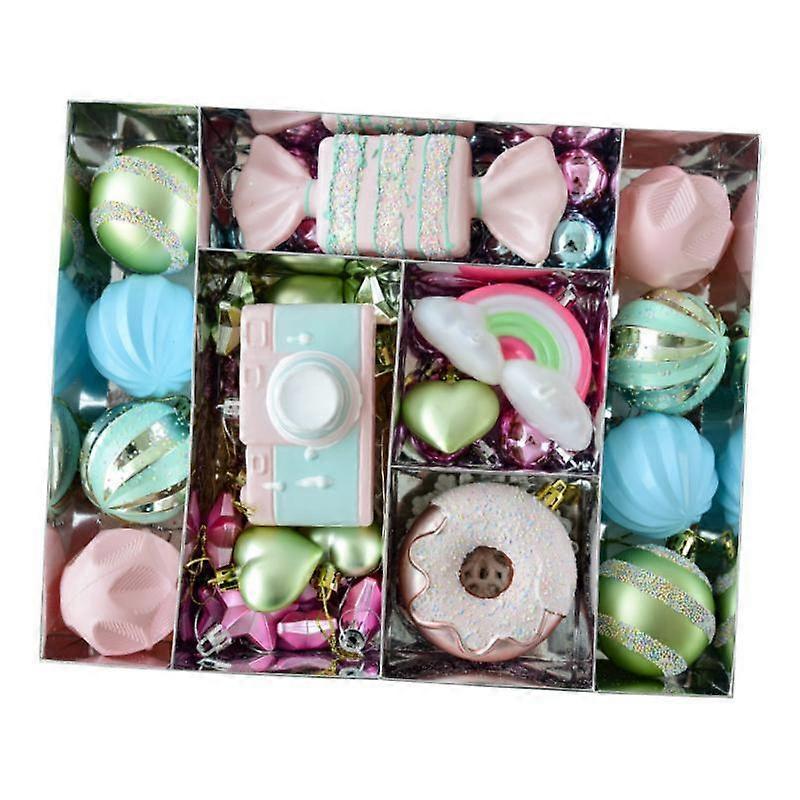 52x Macaron Christmas Balls Ornaments Christmas Tree Ornaments Hanging Balls