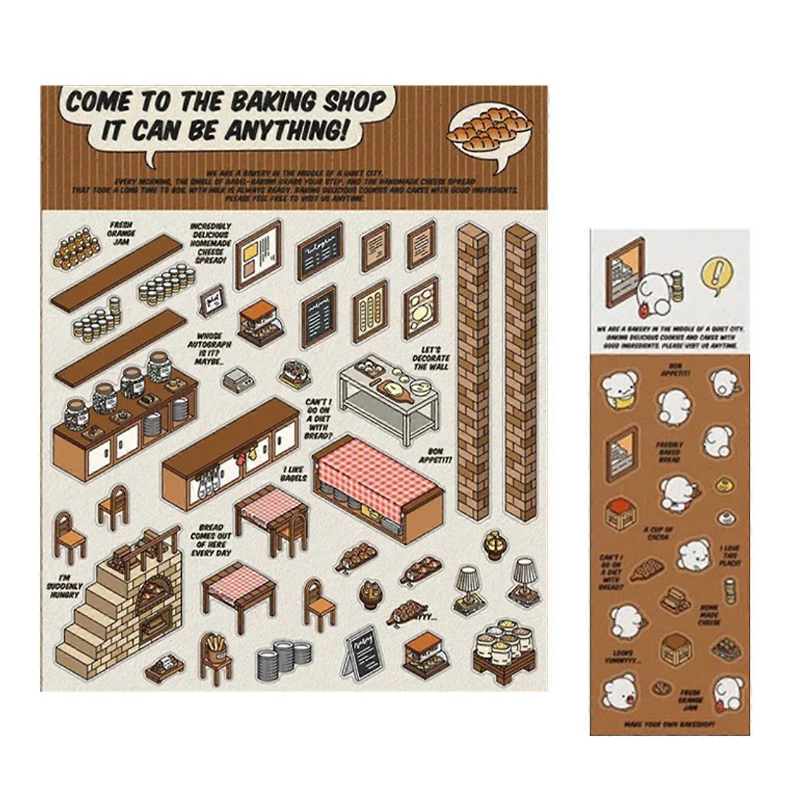 DIY 3D House Stickers Kids Adults Cartoon Scene Stickers Food Supermarket Bakery Family Scenes Stress Relief Decals