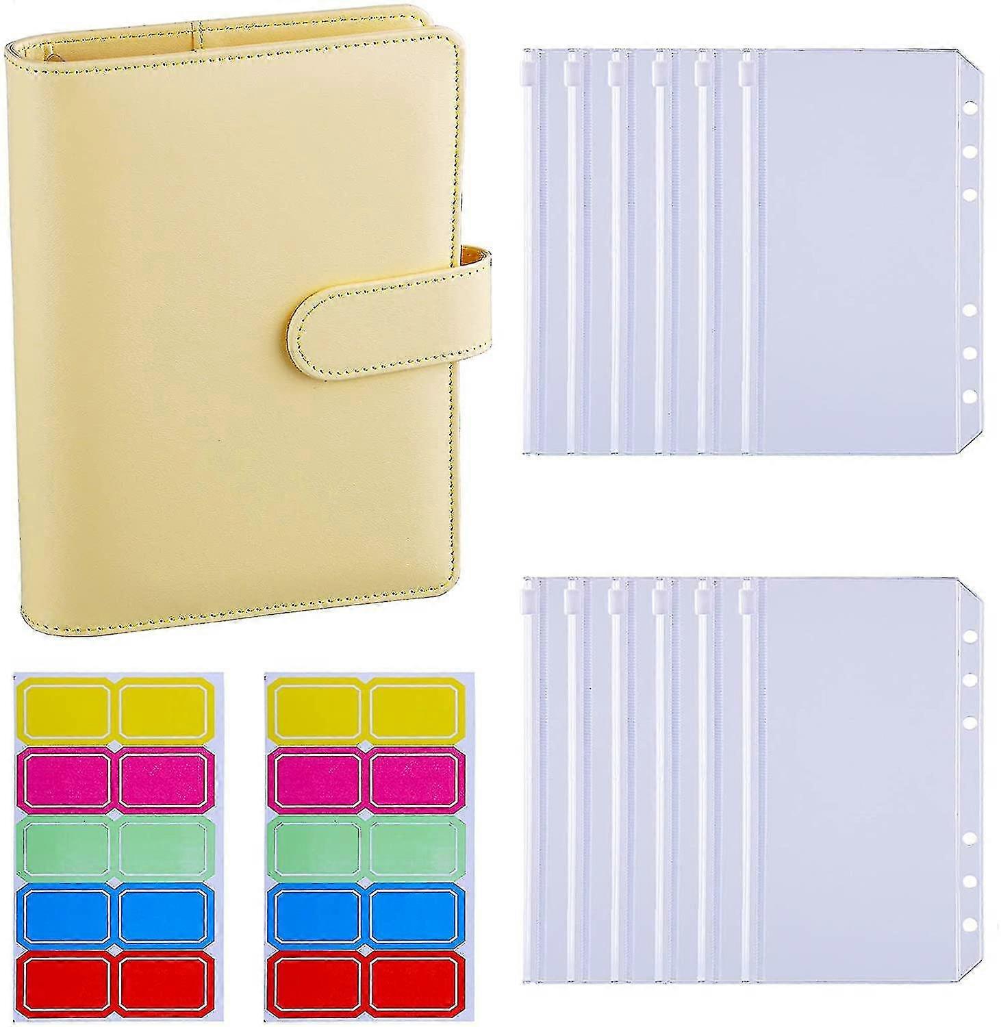 12pcs A6 perm lommer løs blad vesker 6 ring bindemiddel kontant budsjett konvolutter system, A6 pu lær bindemiddel sett
