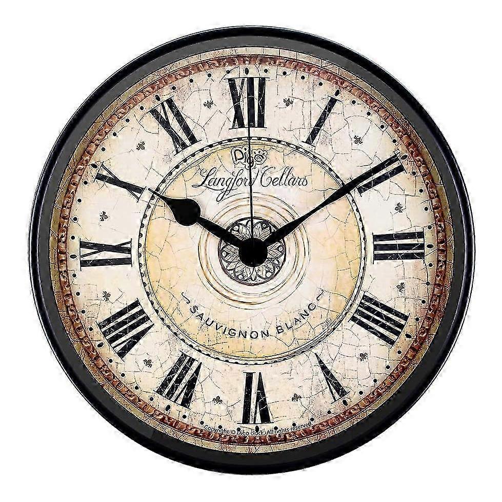 Retro Metal Quiet Wall Clock Decor Non-Ticking 12 Inch Battery Quartz Digital Clocks Table Dial fo