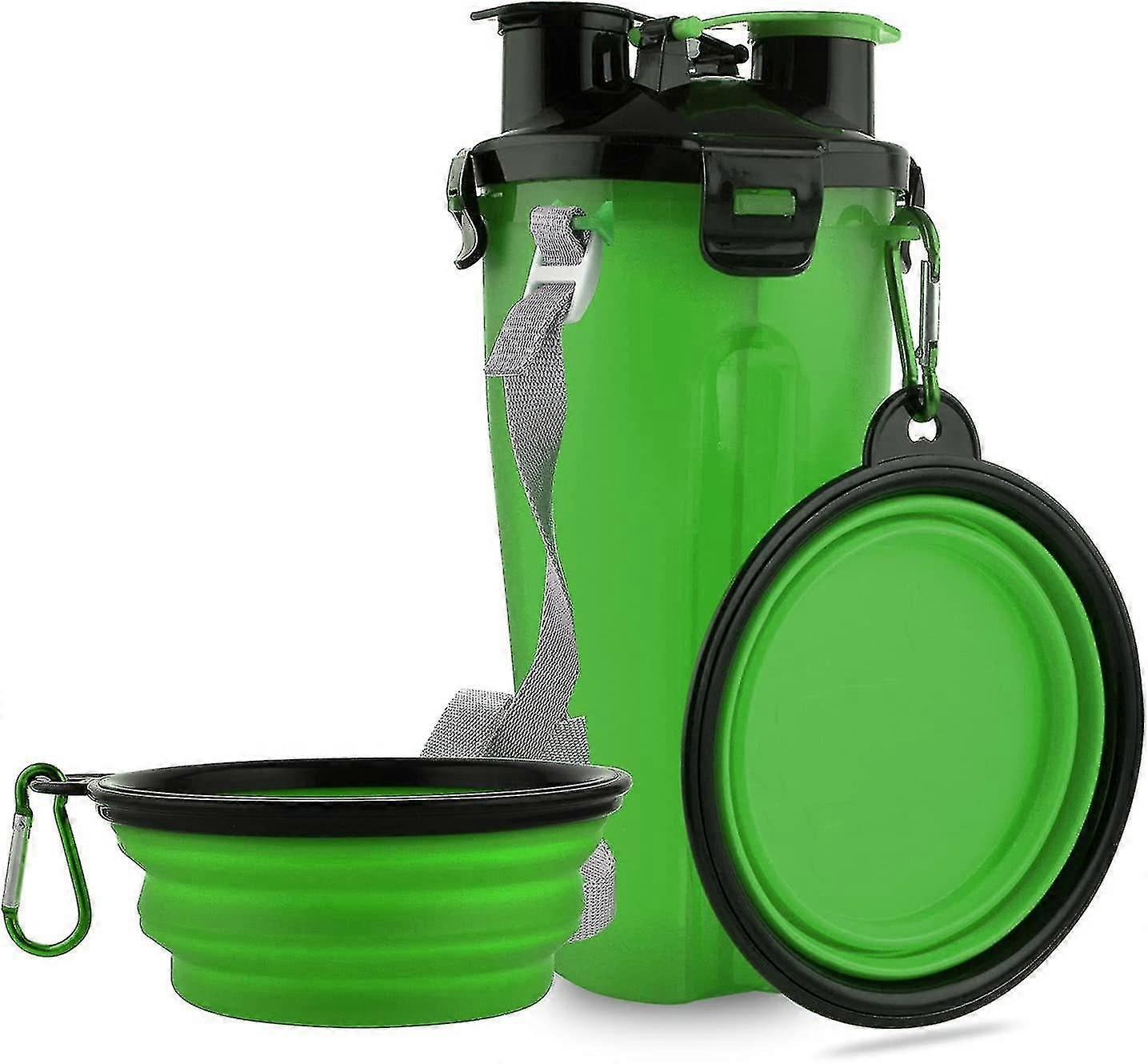 Hopfällbara vattenflaskor för hundar, 2-i-1-foderbehållare för husdjur med hopfällbara skålar, bärbara vattenskålar för utomhusbruk för promenader, resor, camping