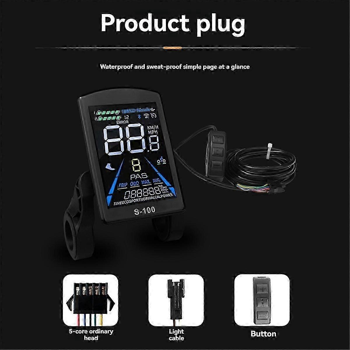 Mountain Bike Li-ion Power Booster Modified Accessories S-100 Color Lcd Meter With Tri-mode 30a Con