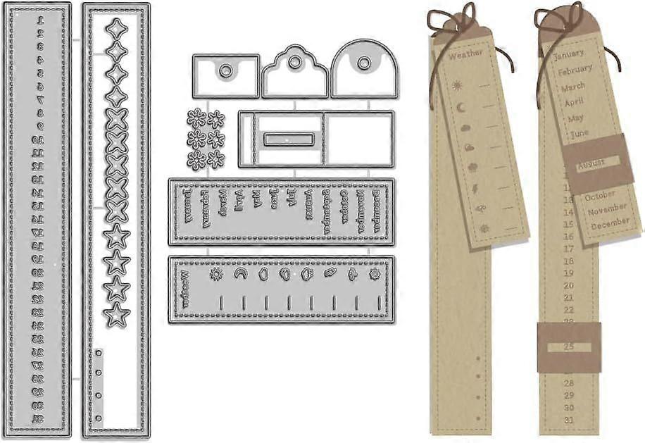 2Pcs Calendar Bar Carbon Steel Cutting Dies Schedule Label Frame Embossing Cut Stencils Sets for DIY Scrapbooking Making Metal Stencils Embossing Temp