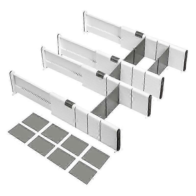 Drawer Dividers Organizer 4 Pack, Adjustable Separators With 8 Inserts Expandable From 11-17inch Fo
