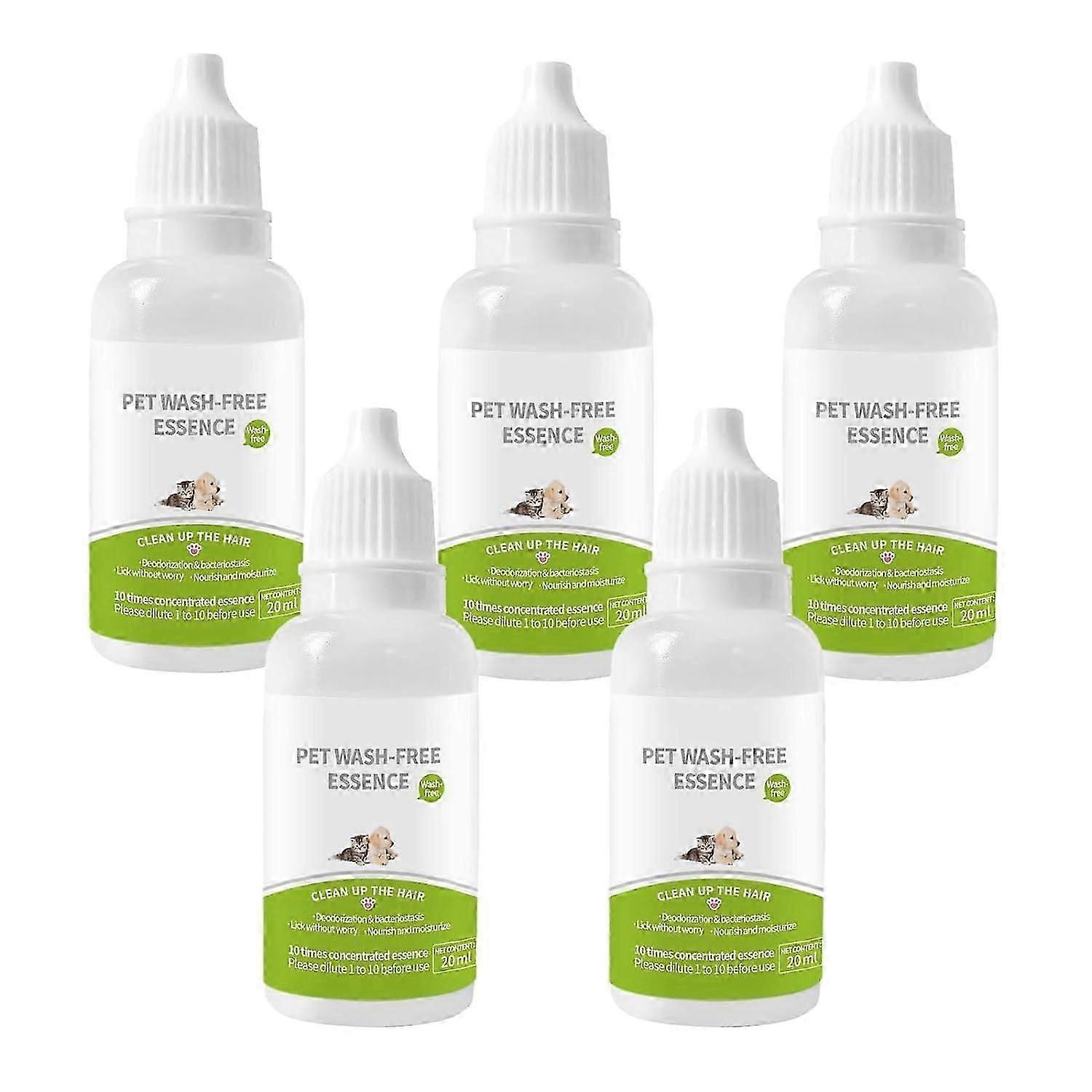 5 قطع من Pet Leave-in Essence ، خلاصة خالية من غسلة الأليفة لفرشاة القطط المشبعة بالبخار ، جوهر خال من الغسيل لتنظيف شعر والقطط