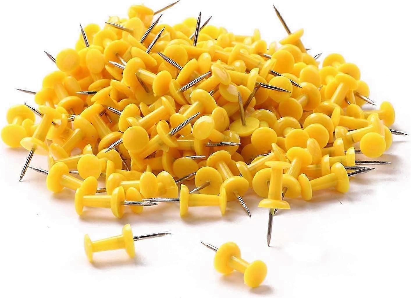 200PCS Colored Plastic Push Pins Decorative Map Thumb Tacks with Steel for Bulletin Board and DIY Craft Home Office Use (Yellow)