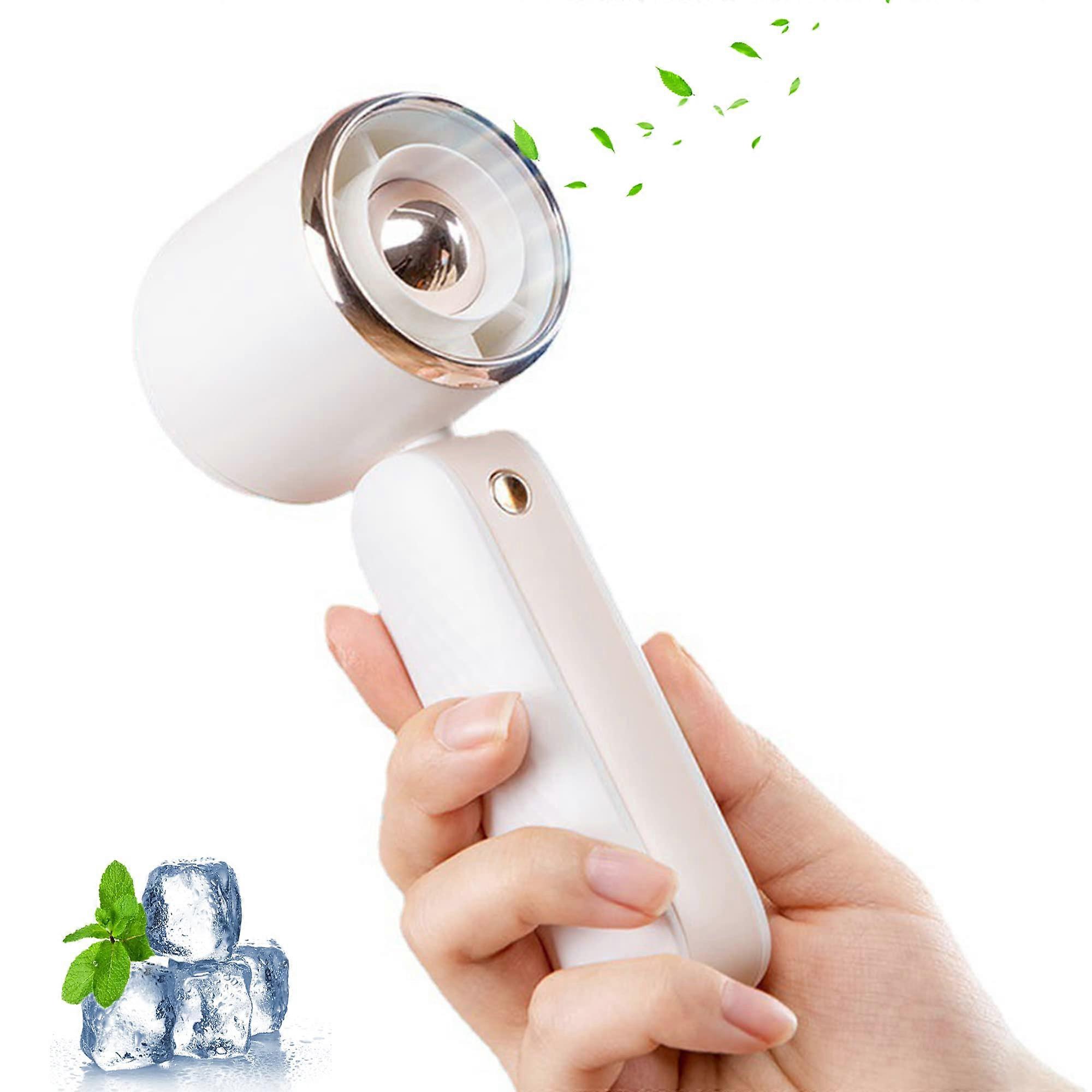 USB Rechargeable Handheld Fan - 3-Speed 2000mAh Battery for Travel/Office (White)
