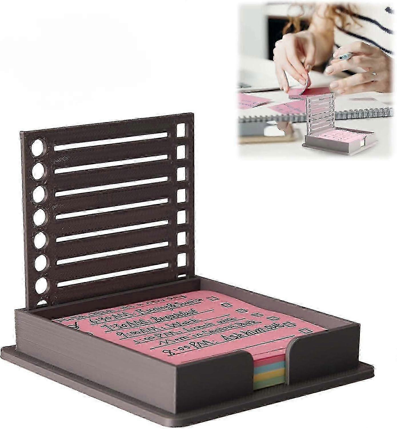 حامل ملاحظات لاصقة مع استنسل ، موزع ملاحظات لاصقة متوافق مع Post-It Note ، Post It Note Organizer للوحات الملاحظات ذاتية اللصق مقاس 3 × 3 بوصة