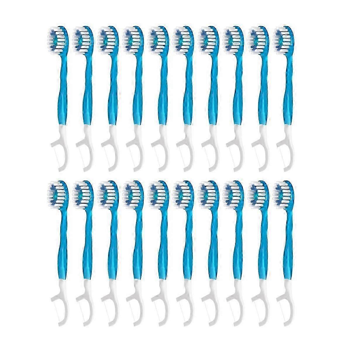 Disposable Travel Toothbrushes, 5-In-1 +Floss+Pick+Tongue ,Prepasted Toothbrush with Freshening Bead