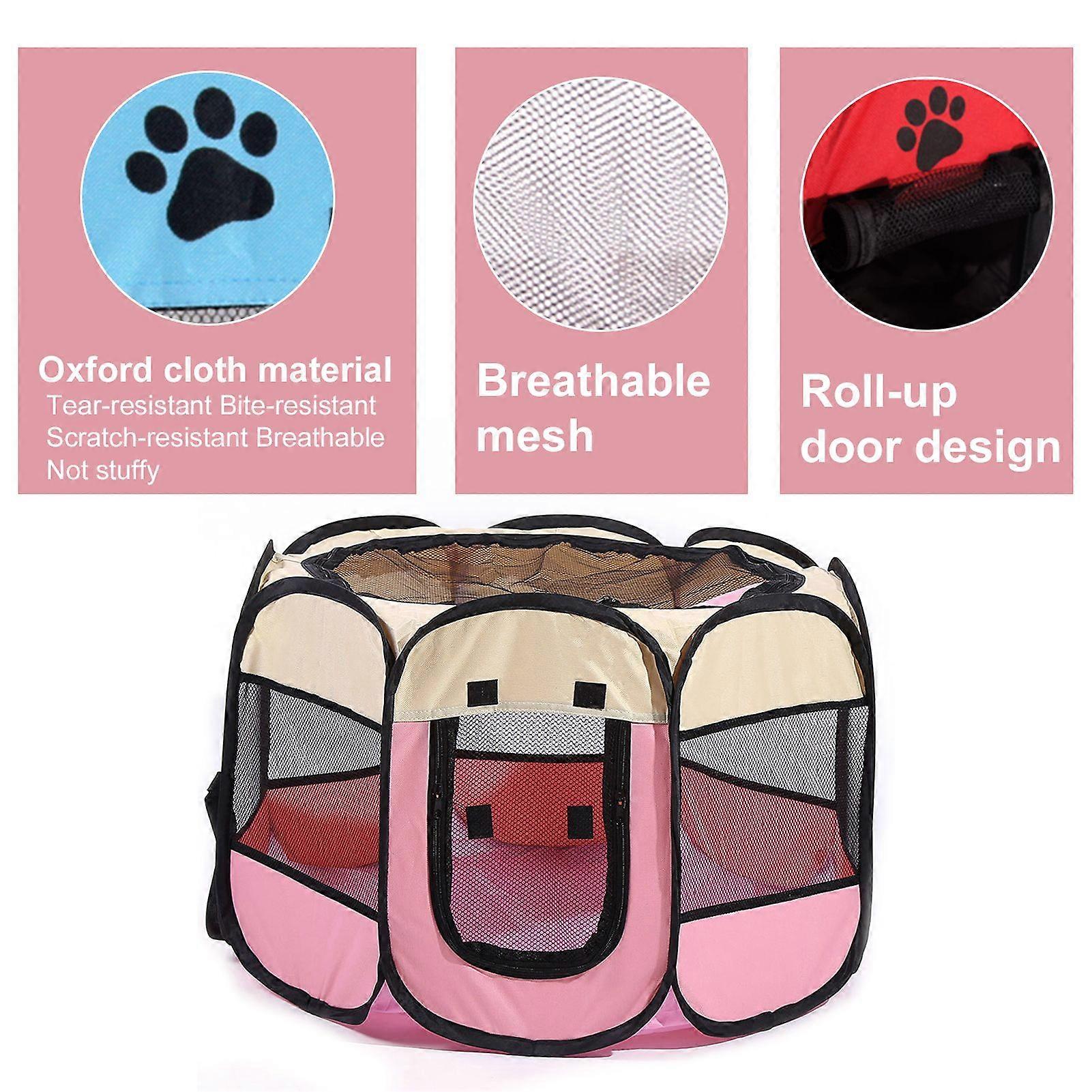 Portable Foldable Waterproof Pet playpen Open-Air Oxford Air Mesh Playpen and Exercise Pen Tent House Playground for Dogs and Cats Small