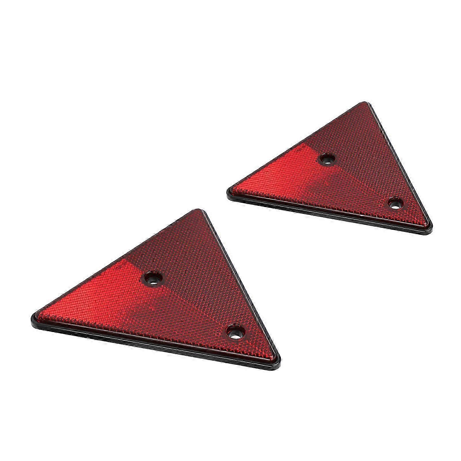 2 Pcs Red Triangle Safety Reflectors with Screw Fixing for Trailer, Truck & RV