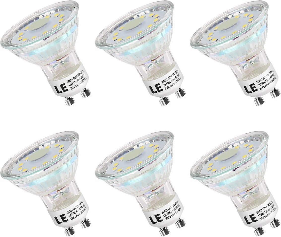 LED電球、3W 5000K昼光白色LED GU10電球50Wハロゲン電球相当、非調光350lm PAR16 LEDスポットライト電球、6パック