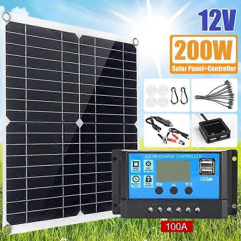 200W 12V Solar Panel Kit Flexible Monocrystalline Solar Module for RV Boat Tent Car- TYPE 40A