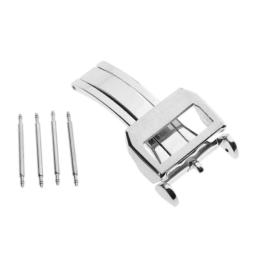 Silver Stainless Steel Push Folding Deployment Clasp Watch Band Strap Buckle