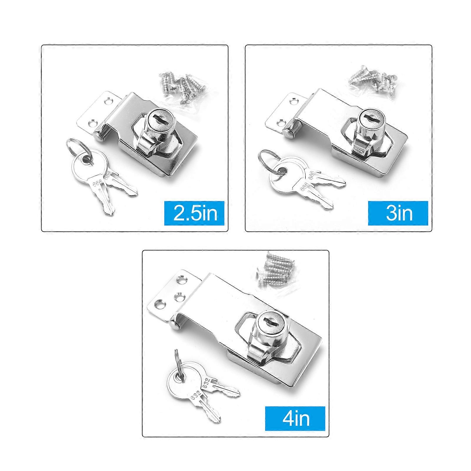 Door Lock Latch Cabinet Locks with Keys Hasp Lock Chrome Plated Garage Door Hasp Lock Staple Security Lock