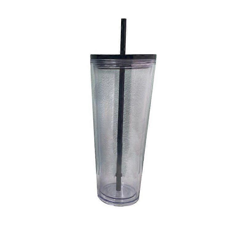 1PC Straw Cup With Lid Double Layer Transparent Plastic Cup Reusable Coffee Cup Plastic
