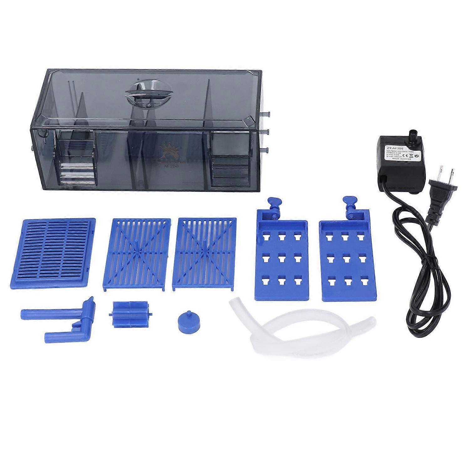 Aquarium Power Filter Plastic Hanging Multi Compartment Quiet Fish Tank Waterfall Filtration System 