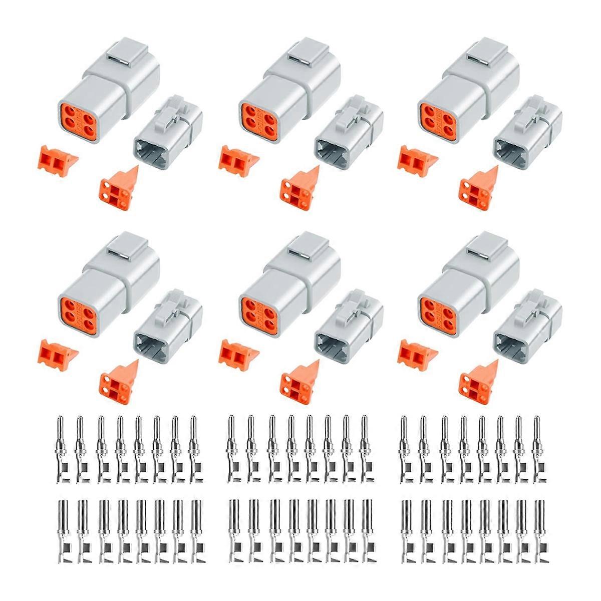 72 PCS Deutsch DTP Connector Kit 4 Pin Automotive Waterproof Connectors 6 Sets with Size 12 Stamped